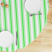 Mattress Ticking Wide Striped Pattern in Neon Green and White