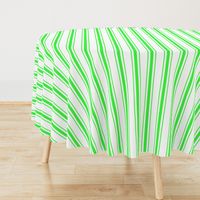 Mattress Ticking Wide Striped Pattern in Neon Green and White