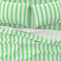 Mattress Ticking Wide Striped Pattern in Neon Green and White