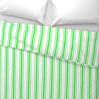 Mattress Ticking Wide Striped Pattern in Neon Green and White