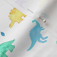 Pastel Watercolor Dinos on White