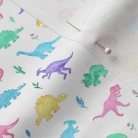 Pastel Watercolor Dinos on White - small