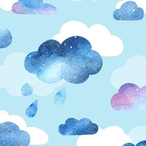 Watercolour Clouds - blue