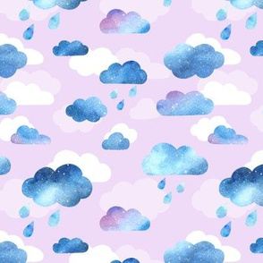 Watercolour Clouds - blue and lilac