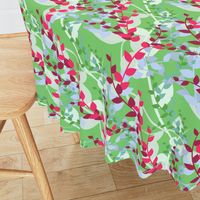 Abstract floral pattern with spring leaves in pink and green colors