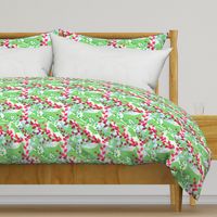 Abstract floral pattern with spring leaves in pink and green colors