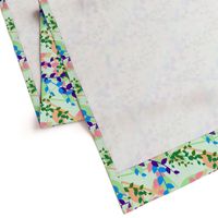 Abstract floral pattern with spring leaves in blue and green colors