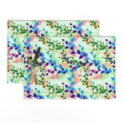 Abstract floral pattern with spring leaves in blue and green colors