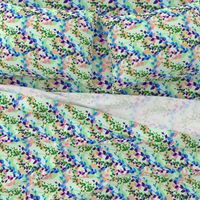 Abstract floral pattern with spring leaves in blue and green colors