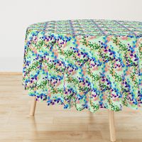 Abstract floral pattern with spring leaves in blue and green colors