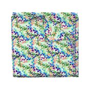 Abstract floral pattern with spring leaves in blue and green colors