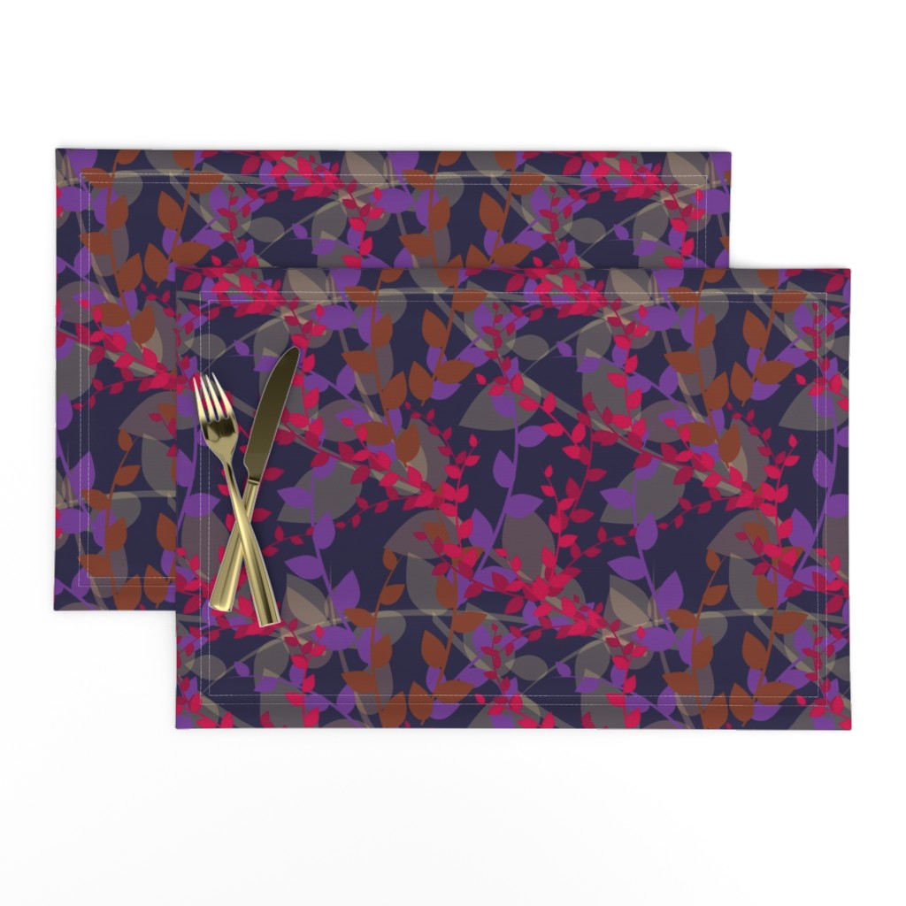 Abstract floral pattern with autumn leaves in pink, grey and violet colors