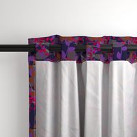 Abstract floral pattern with autumn leaves in pink, grey and violet colors