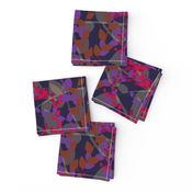 Abstract floral pattern with autumn leaves in pink, grey and violet colors