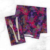 Abstract floral pattern with autumn leaves in pink, grey and violet colors