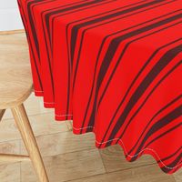 Mattress Ticking Wide Striped Pattern Jet Black on Red