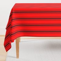 Mattress Ticking Wide Striped Pattern Jet Black on Red