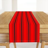 Mattress Ticking Wide Striped Pattern Jet Black on Red