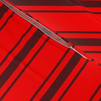 Mattress Ticking Wide Striped Pattern Jet Black on Red