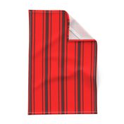 Mattress Ticking Wide Striped Pattern Jet Black on Red