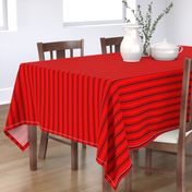 Mattress Ticking Striped Pattern Jet Black on Red