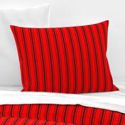 Mattress Ticking Striped Pattern Jet Black on Red