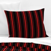 Mattress Ticking Wide Striped Pattern Jet Black on Red