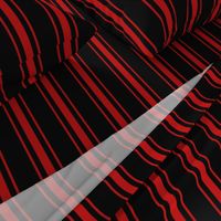 Mattress Ticking Wide Striped Pattern Jet Black on Red