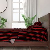 Mattress Ticking Wide Striped Pattern Jet Black on Red