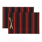 Mattress Ticking Wide Striped Pattern Jet Black on Red