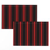 Mattress Ticking Wide Striped Pattern Jet Black on Red