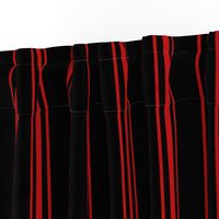 Mattress Ticking Wide Striped Pattern Jet Black on Red