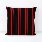 Mattress Ticking Wide Striped Pattern Jet Black on Red