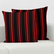 Mattress Ticking Wide Striped Pattern Jet Black on Red