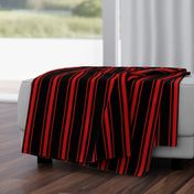 Mattress Ticking Wide Striped Pattern Jet Black on Red