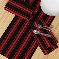 Mattress Ticking Wide Striped Pattern Jet Black on Red