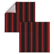 Mattress Ticking Wide Striped Pattern Jet Black on Red