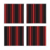 Mattress Ticking Wide Striped Pattern Jet Black on Red