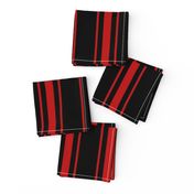 Mattress Ticking Wide Striped Pattern Jet Black on Red