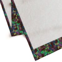 Abstract floral pattern with autumn leaves in green, blue and brown colors