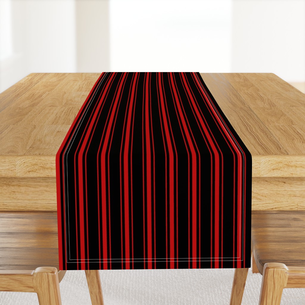 Mattress Ticking Small Striped Pattern Red on Black