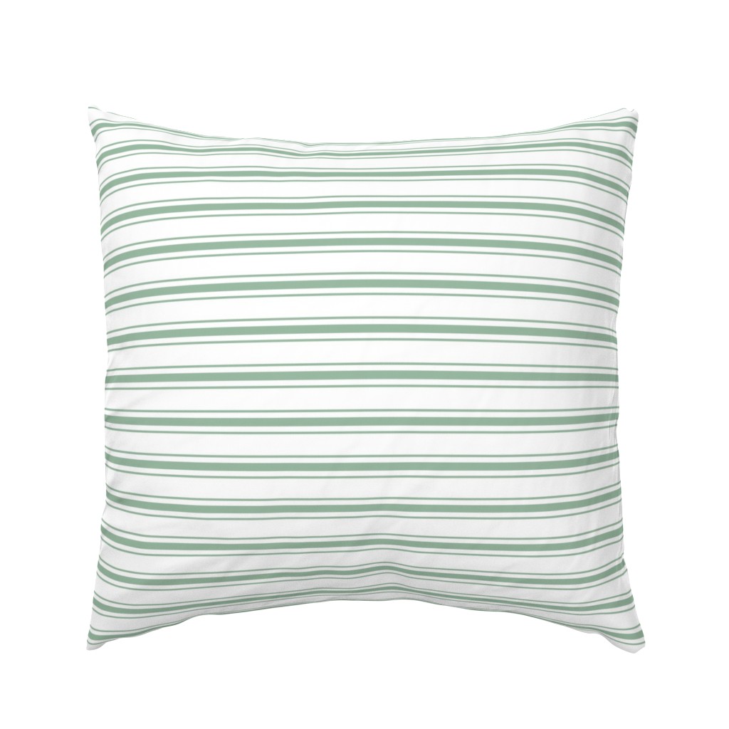 Mattress Ticking Narrow Striped Pattern in Moss Green and White