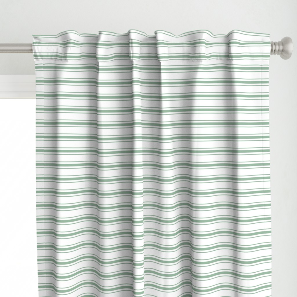 Mattress Ticking Narrow Striped Pattern in Moss Green and White