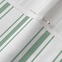 Mattress Ticking Narrow Striped Pattern in Moss Green and White