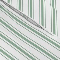 Mattress Ticking Narrow Striped Pattern in Moss Green and White