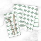Mattress Ticking Narrow Striped Pattern in Moss Green and White