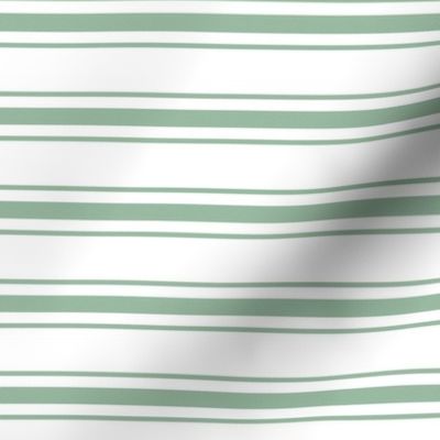 Mattress Ticking Narrow Striped Pattern in Moss Green and White