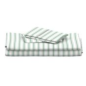 Mattress Ticking Narrow Striped Pattern in Moss Green and White