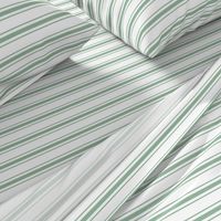 Mattress Ticking Narrow Striped Pattern in Moss Green and White