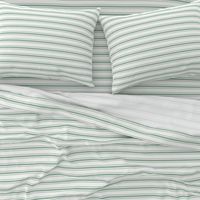 Mattress Ticking Narrow Striped Pattern in Moss Green and White